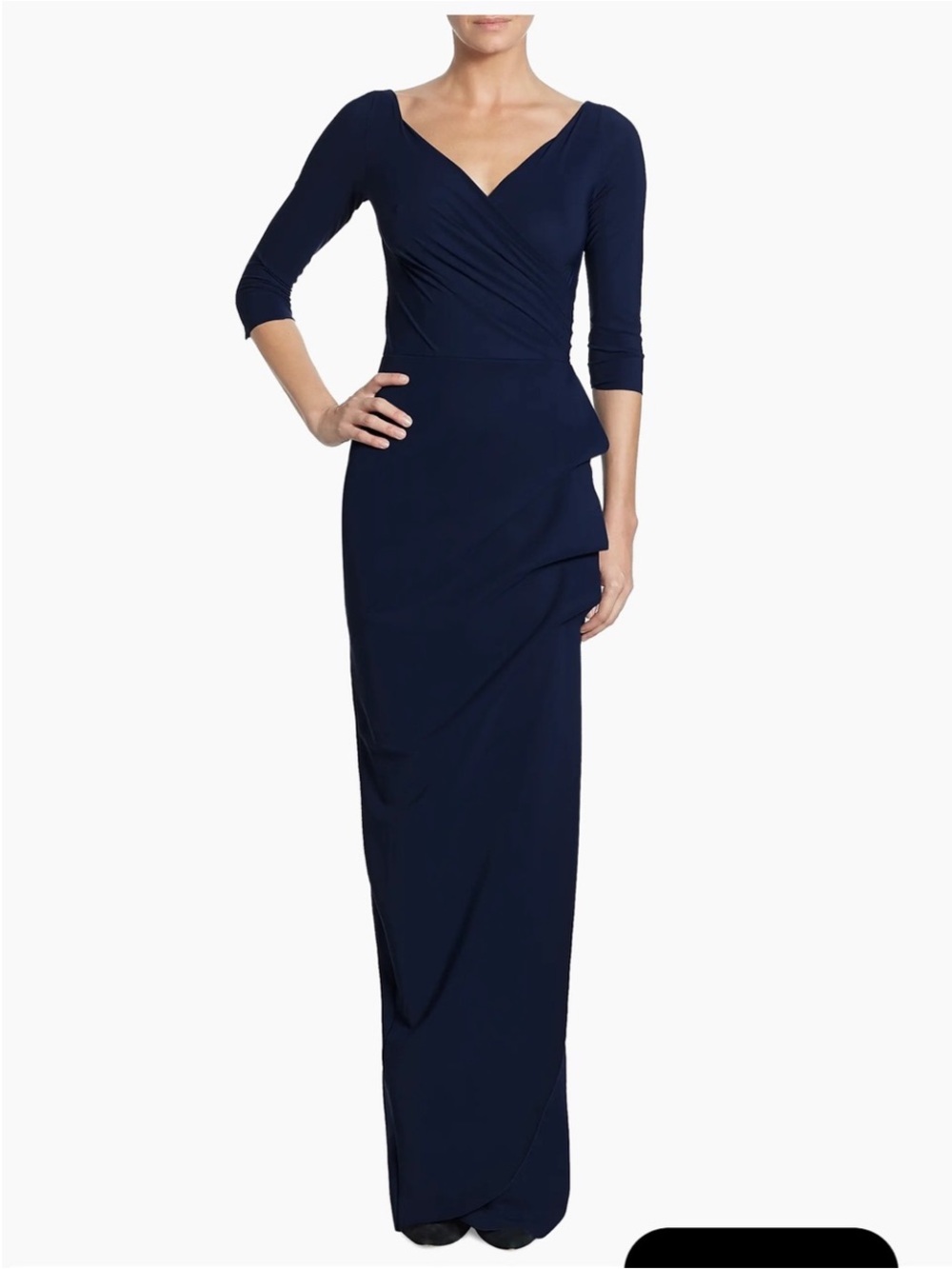 Chiara Boni Navy Wrap-Front Maxi Dress